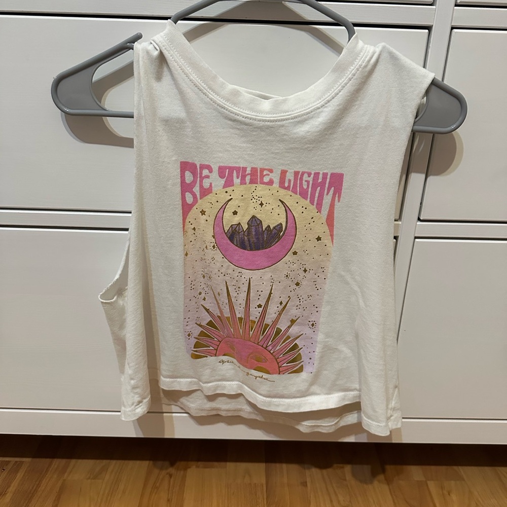 Spiritual Gangster White Pink Graphic Muscle Tee